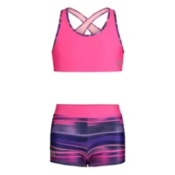 Girls' Under Armour Beam Stripe Shorts Set Swim Set Swimsuit