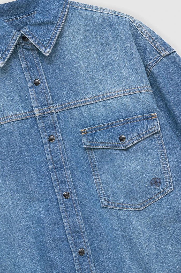 Anine Bing | Sloan Shirt - Panama Blue - Image 4