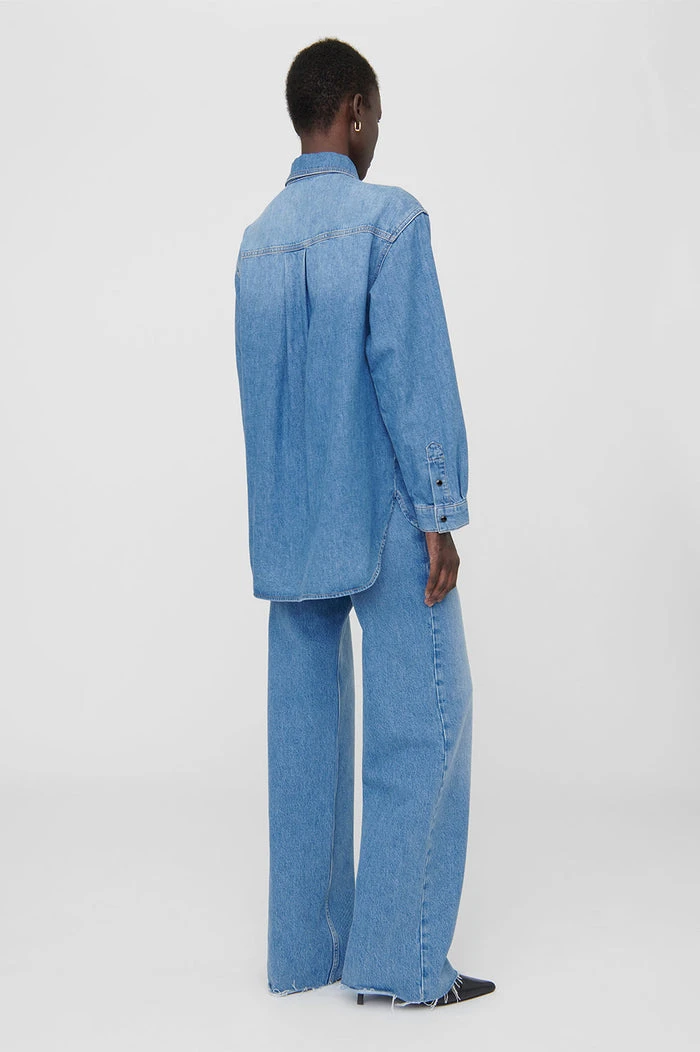 Anine Bing | Sloan Shirt - Panama Blue - Image 3