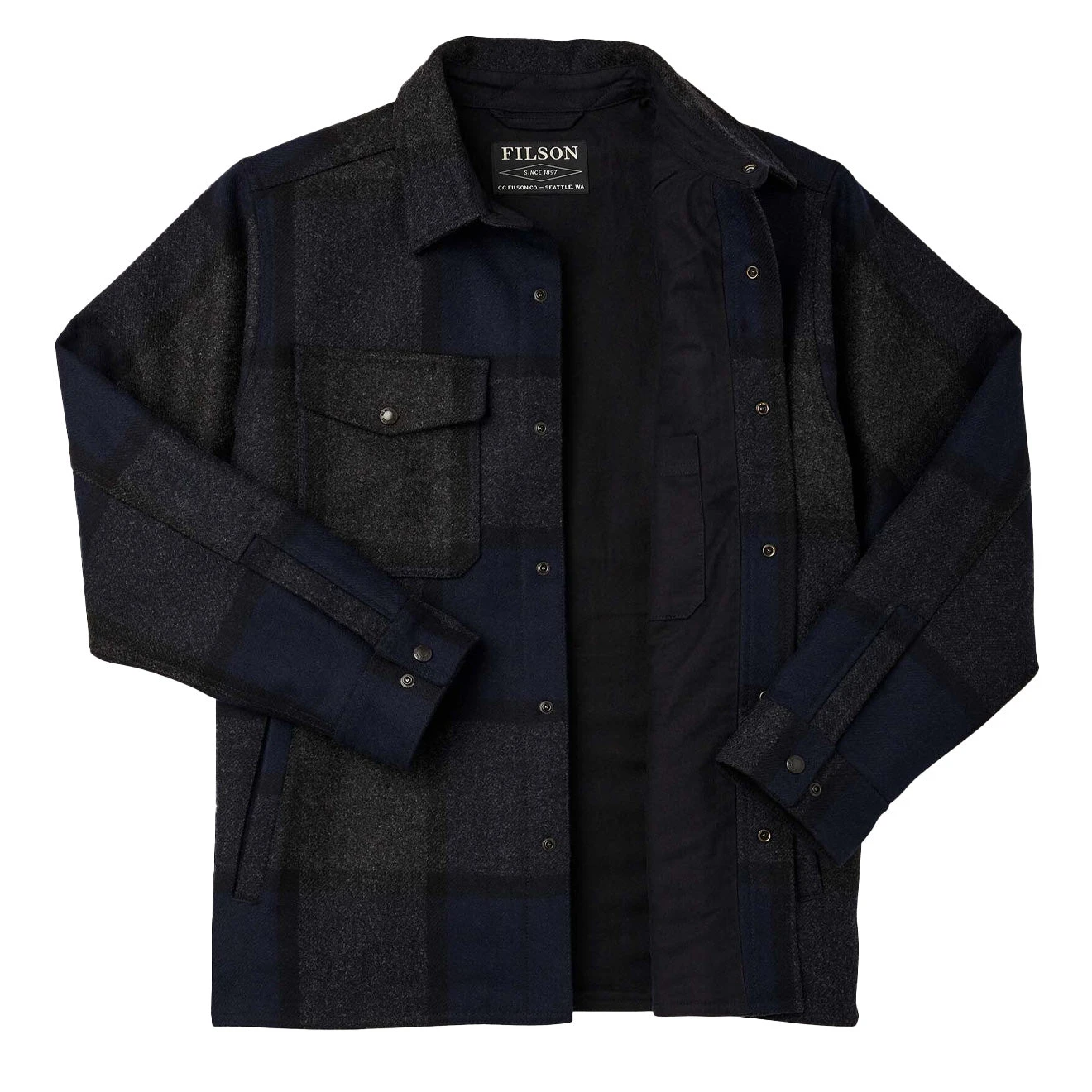 Filson Mackinaw Jac Shirt Navy Charcoal Plaid - Image 3