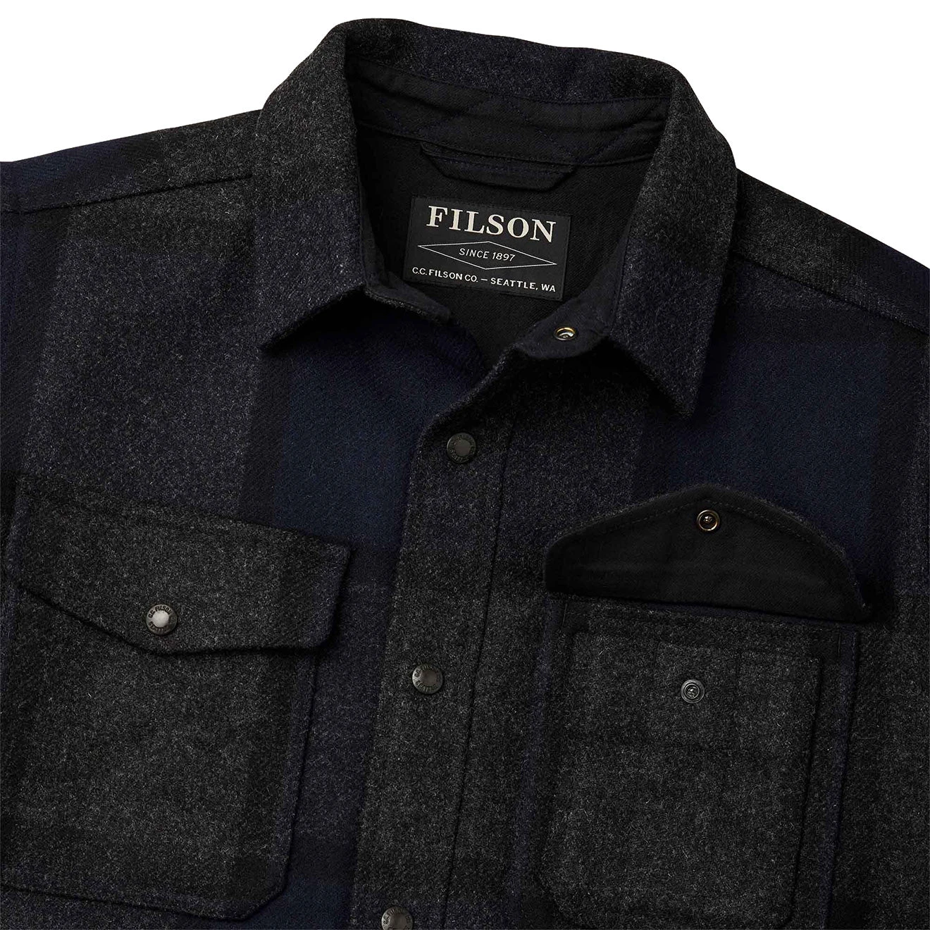 Filson Mackinaw Jac Shirt Navy Charcoal Plaid - Image 4