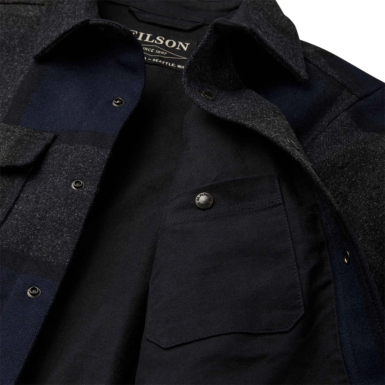 Filson Mackinaw Jac Shirt Navy Charcoal Plaid - Image 5