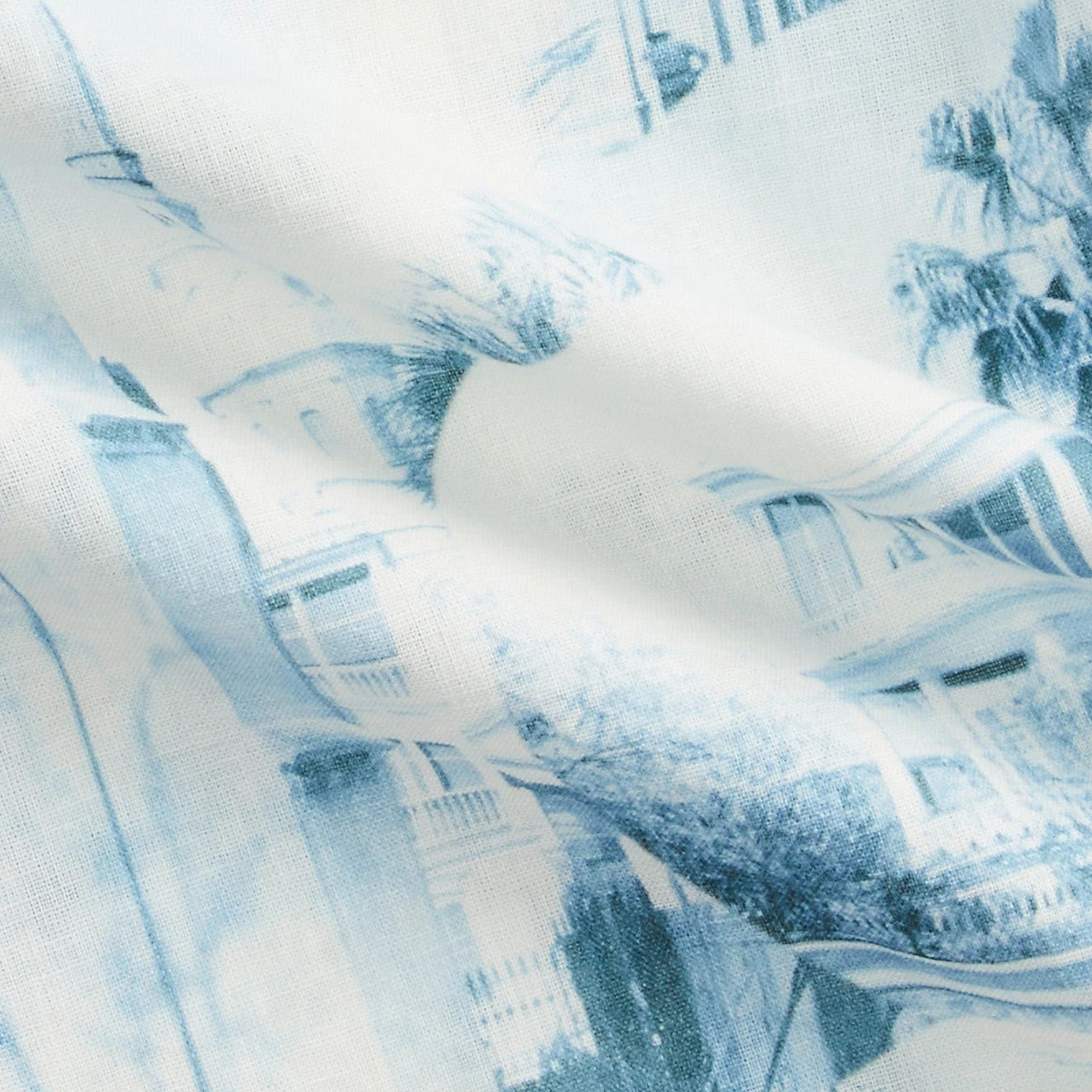 RRL By Ralph Lauren Postcard-Print Linen-Cotton Camp Shirt Cream/Blue - Image 5