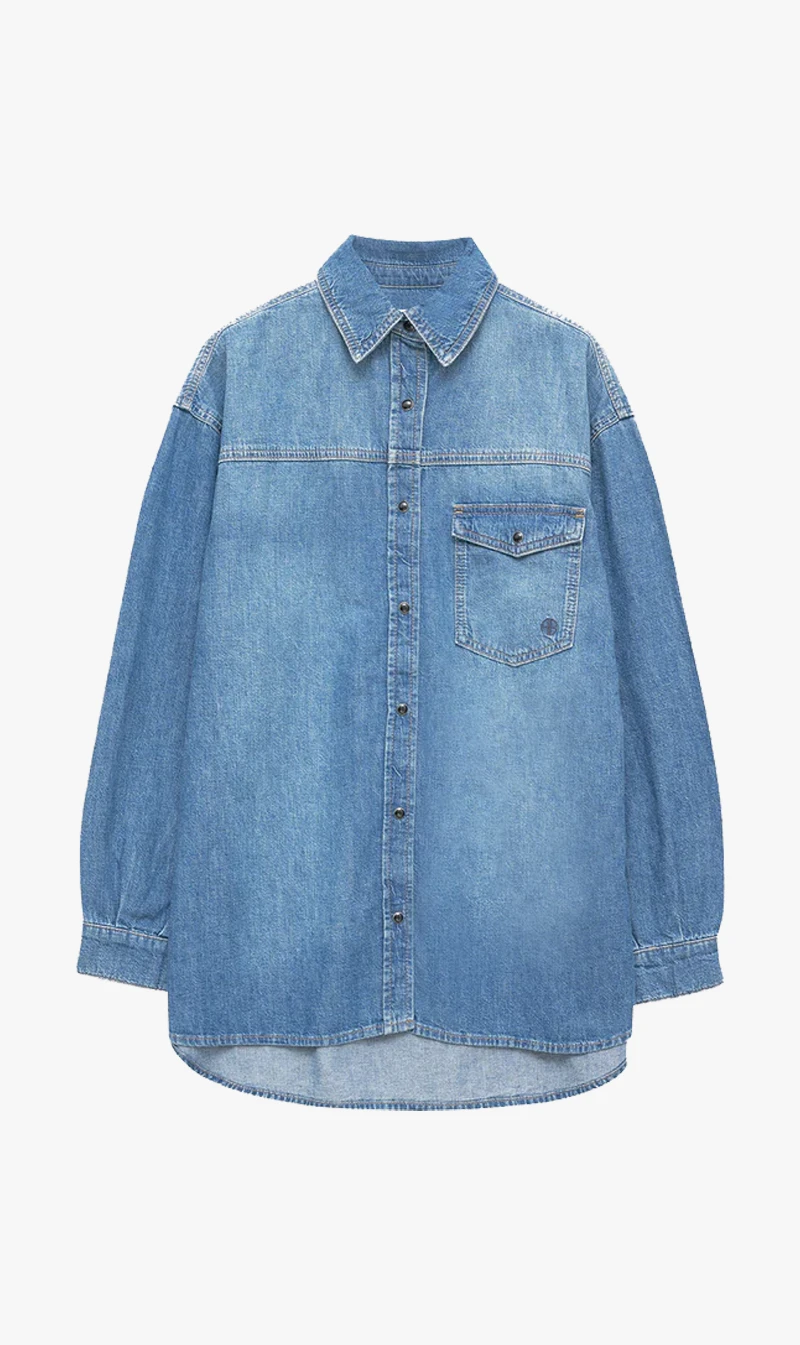 Anine Bing | Sloan Shirt - Panama Blue