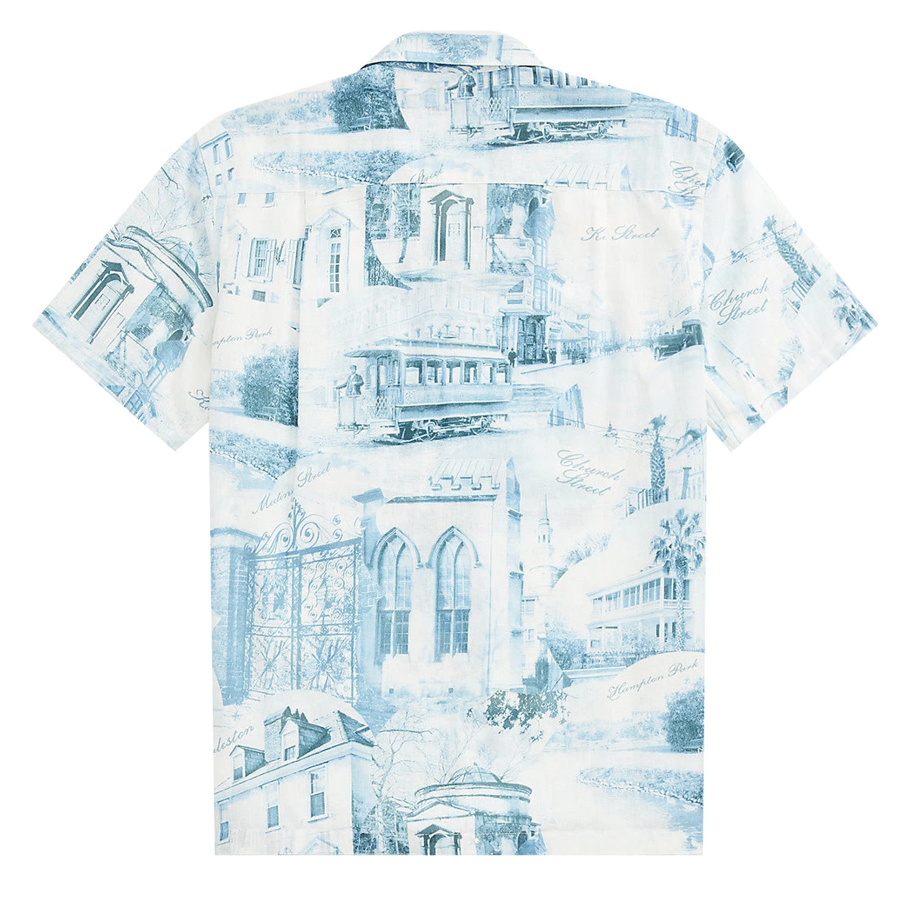 RRL By Ralph Lauren Postcard-Print Linen-Cotton Camp Shirt Cream/Blue - Image 2