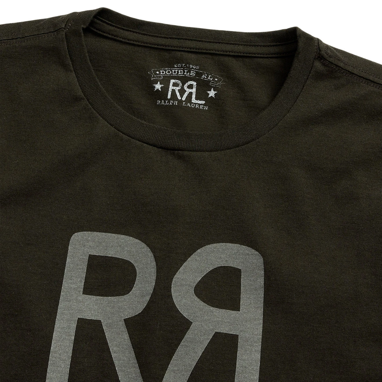 RRL By Ralph Lauren Logo Jersey T-Shirt Faded Black Canvas - Image 4