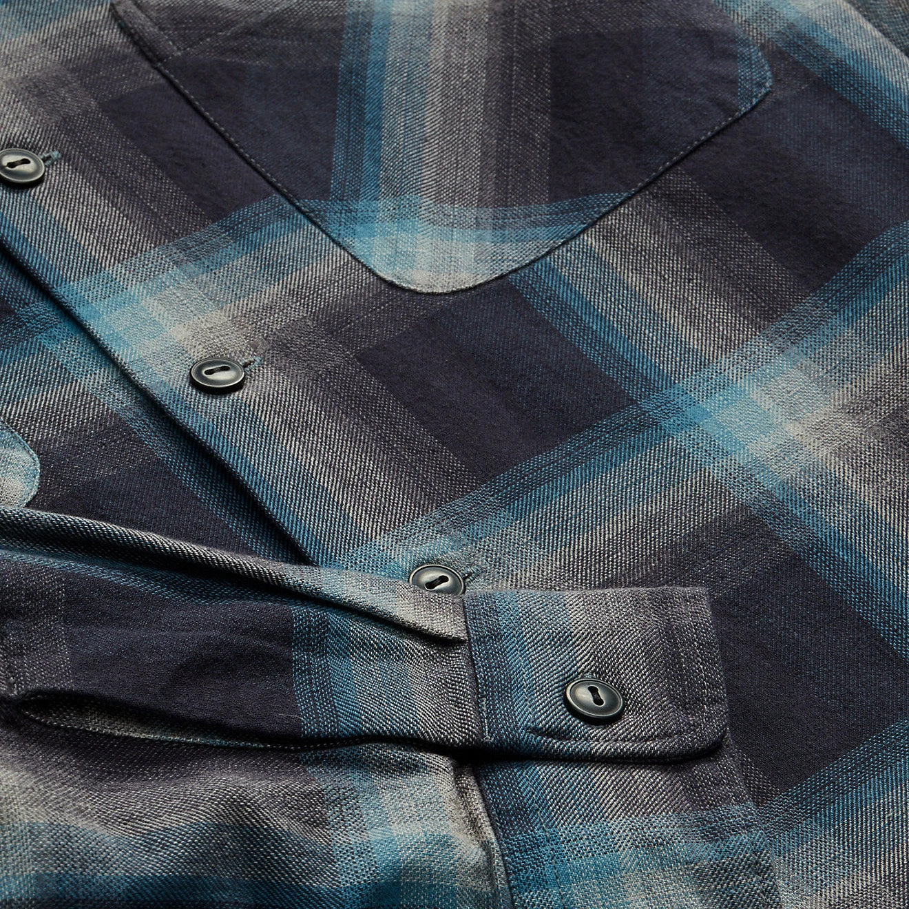 RRL By Ralph Lauren Plaid Jaspe Twill Camp Workshirt Black/Blue - Image 5