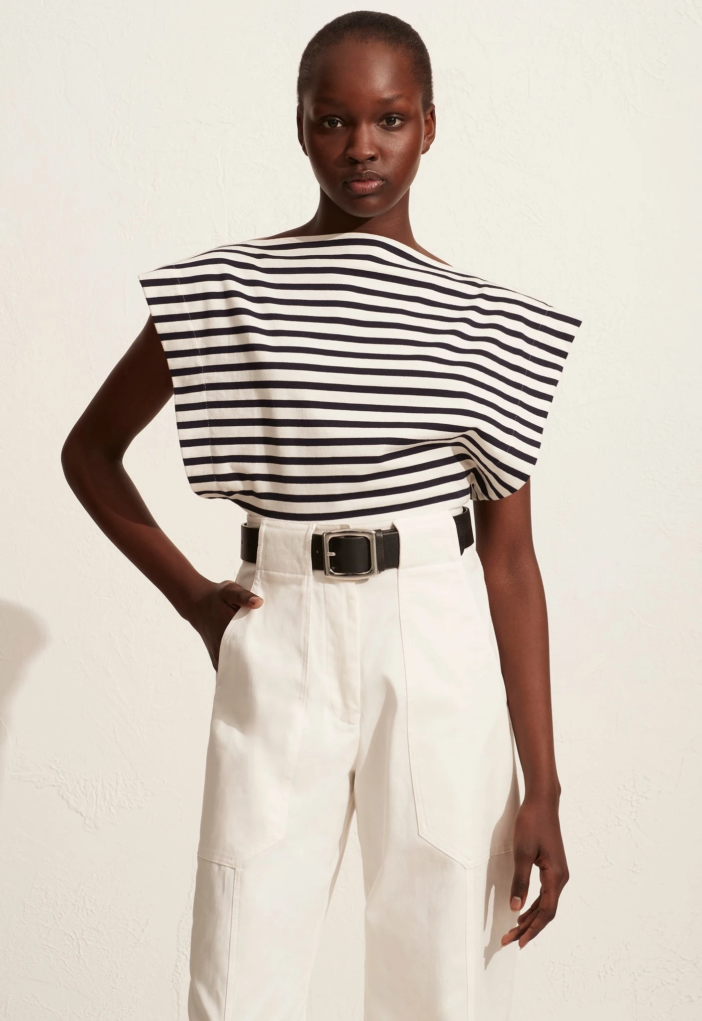 Matteau | Boat Neck Tee - Navy/White - Image 2