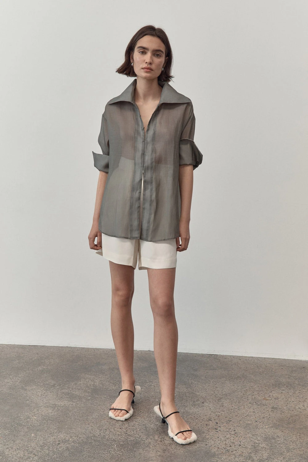 St Agni | Sheer Shirt - Castor Grey - Image 3