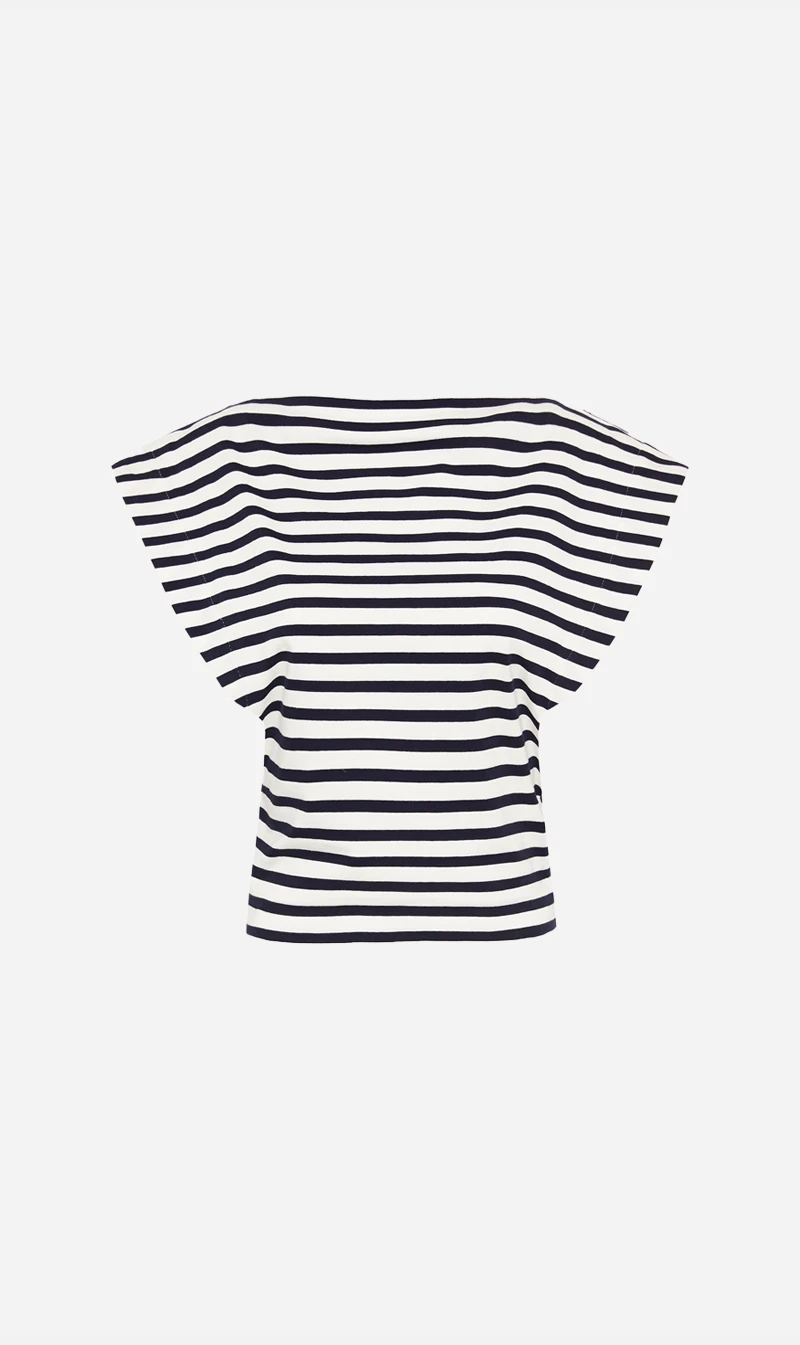 Matteau | Boat Neck Tee - Navy/White