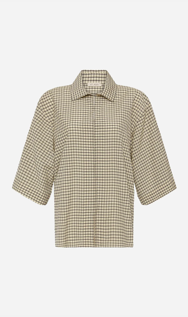 St Agni | Short Sleeve Cotton Shirt - Bijou Check